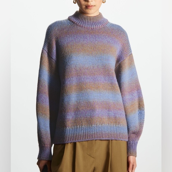 COS Striped Wool Mock-Neck Sweater - Picture 3 of 5